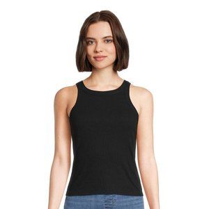 High Neck Tank Top, Juniors, Black, XL, L, M, XS, Lightweight Ribbed Tank top